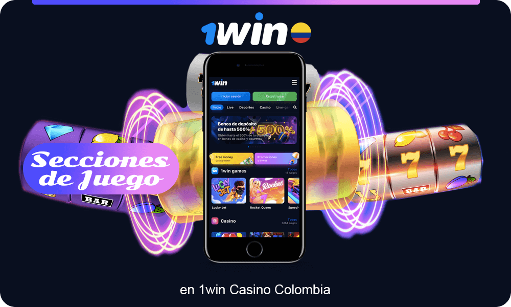 Más información sobre Secciones de Juego en 1win Casino Colombia