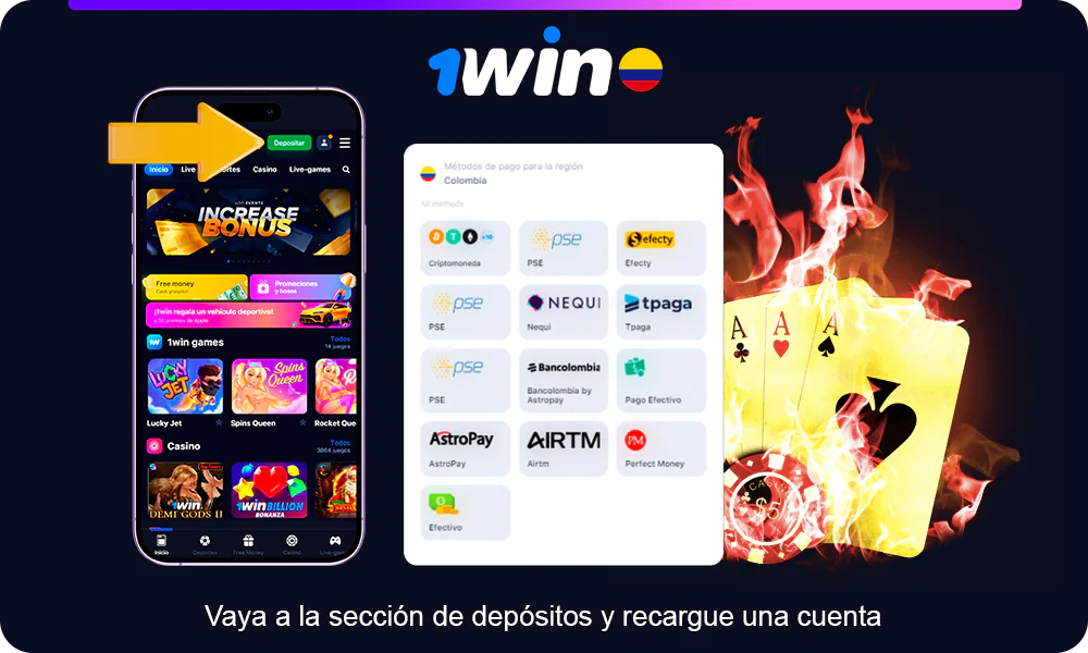 Deposite fondos en su cuenta en 1win Colombia de una manera conveniente para que usted pueda realizar una apuesta