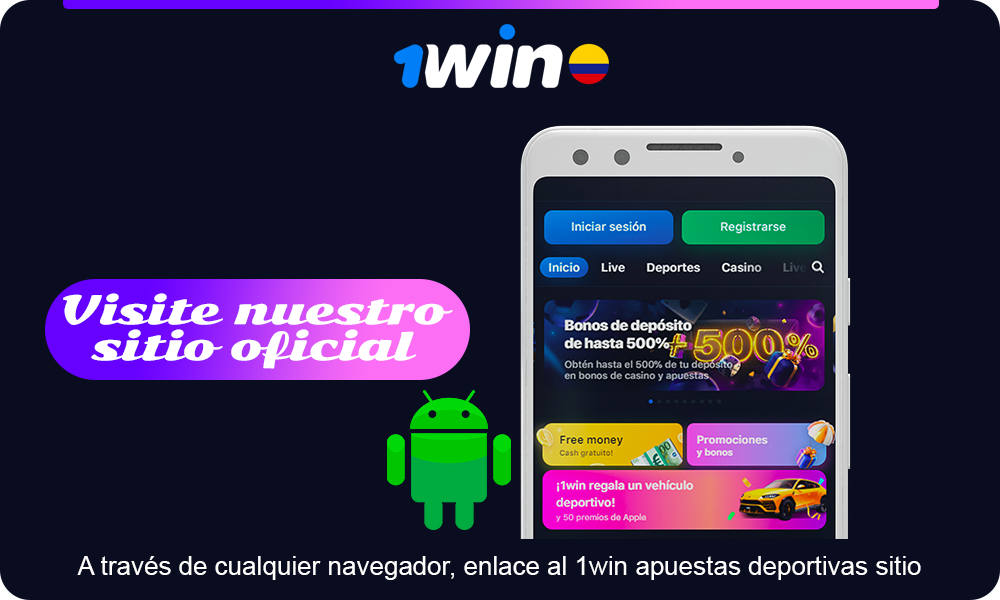 Para instalar 1 win apk para Android, vaya al sitio web oficial de 1win