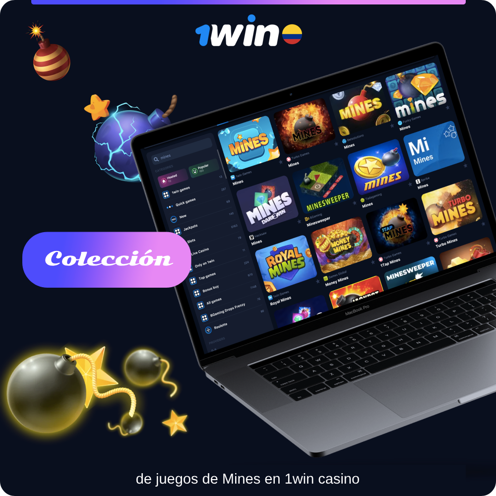 1win Colombia tiene una gran colección de diferentes variantes del juego Minas